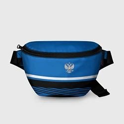 Поясная сумка Герб РФ: Голубой стиль, цвет: 3D-принт