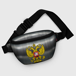Поясная сумка Герб России на металлическом фоне, цвет: 3D-принт — фото 2