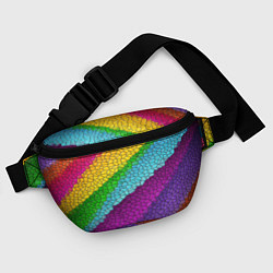 Поясная сумка Яркая мозаика радуга диагональ, цвет: 3D-принт — фото 2