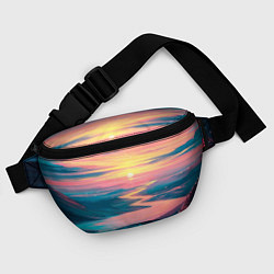 Поясная сумка Извилистая река закат природа, цвет: 3D-принт — фото 2