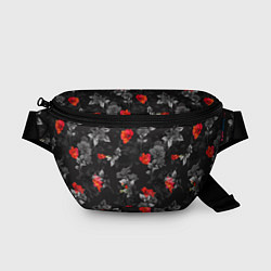 Поясная сумка Красные цветы, цвет: 3D-принт