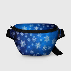 Поясная сумка Новый Год Снежинки, цвет: 3D-принт