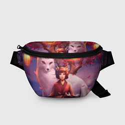 Поясная сумка Девушка-лиса, цвет: 3D-принт