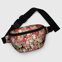 Поясная сумка Корги & Цветы, цвет: 3D-принт — фото 2