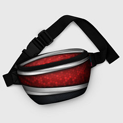 Поясная сумка 3D Красные соты металлические, цвет: 3D-принт — фото 2