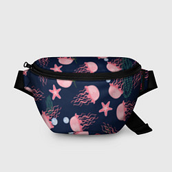 Поясная сумка Розовые медузы, цвет: 3D-принт