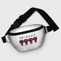 Поясная сумка Игра в кальмара, лица в масках, цвет: 3D-принт — фото 2