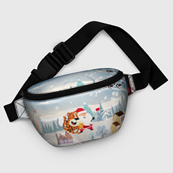 Поясная сумка Санта и тигр делают сэлфи, цвет: 3D-принт — фото 2
