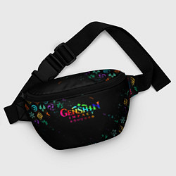 Поясная сумка GENSHIN IMPACT NEON LOGO RAINBOW STYLE, ЭМБЛЕМЫ, цвет: 3D-принт — фото 2
