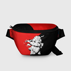 Поясная сумка Микаса в красно черном цвете, цвет: 3D-принт