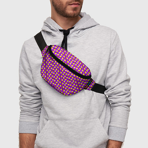 Поясная сумка Фиолетовый Фон с Желтыми Квадратами Иллюзия Движен / 3D-принт – фото 3
