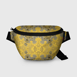 Поясная сумка Коллекция Фрактальная мозаика Желтый на черном 573, цвет: 3D-принт