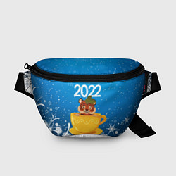 Поясная сумка Тигр в кружке Новый год 2022, цвет: 3D-принт