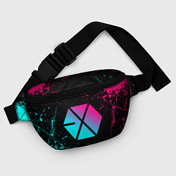 Поясная сумка EXO BAND NEON LOGO НЕОНОВЫЕ БРЫЗГИ КРАСОК, цвет: 3D-принт — фото 2