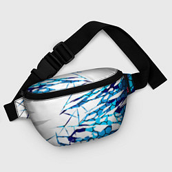 Поясная сумка 3D ВЗРЫВ ПЛИТ Белые и синие осколки, цвет: 3D-принт — фото 2