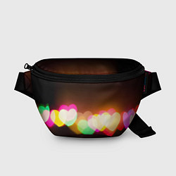 Поясная сумка Горящие сердца всех цветов радуги, цвет: 3D-принт
