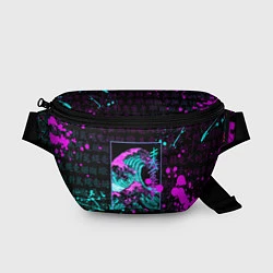 Поясная сумка НЕОНОВЫЕ ВОЛНЫ НЕОН ЯПОНИЯ КАНАГАВА, цвет: 3D-принт