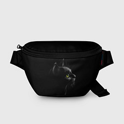 Поясная сумка Черный кот на черном фоне, цвет: 3D-принт