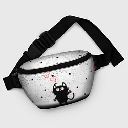 Поясная сумка Котик в тумане Сердечки, цвет: 3D-принт — фото 2