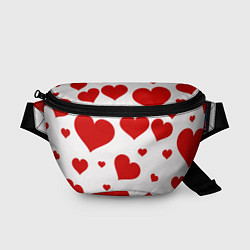 Поясная сумка Красные сердечки Heart, цвет: 3D-принт