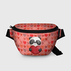 Поясная сумка Панда с сердечком день влюбленных, цвет: 3D-принт