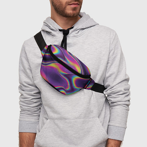 Поясная сумка Neon fashion pattern Wave / 3D-принт – фото 3