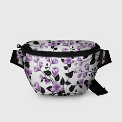 Поясная сумка Распустившиеся фиолетовые цветы, цвет: 3D-принт