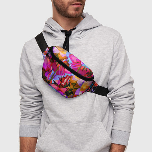 Поясная сумка Красочный летний цветочный паттерн Summer color pa / 3D-принт – фото 3