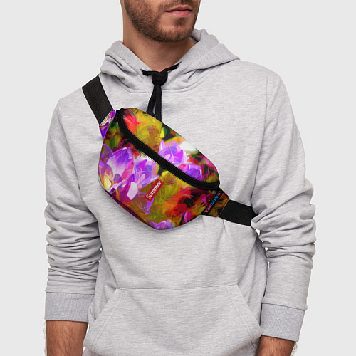 Поясная сумка Красочный цветочный узор Лето Colorful Floral Patt / 3D-принт – фото 3