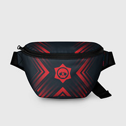 Поясная сумка Красный Символ Brawl Stars на темном фоне со стрел