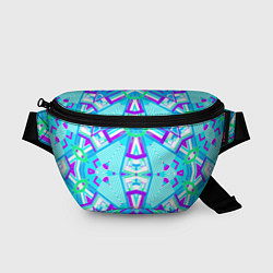 Поясная сумка Геометрический орнамент в голубых тонах, цвет: 3D-принт
