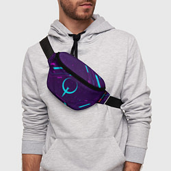 Поясная сумка Символ Quake в неоновых цветах на темном фоне, цвет: 3D-принт — фото 2