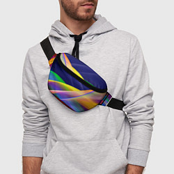 Поясная сумка Абстрактная неоновая композиция Волны Abstract neo, цвет: 3D-принт — фото 2