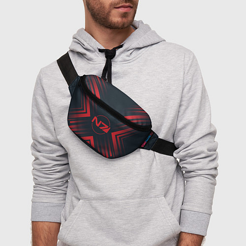 Поясная сумка Красный Символ Mass Effect на темном фоне со стрел / 3D-принт – фото 3