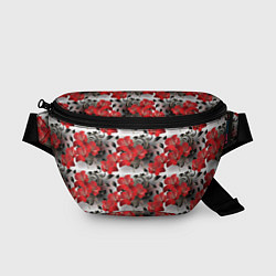 Поясная сумка Красные абстрактные цветы, цвет: 3D-принт