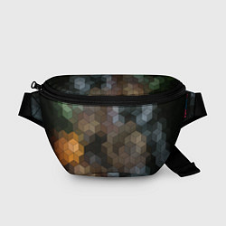 Поясная сумка Геометрический 3D узор в серых и коричневых тонах, цвет: 3D-принт