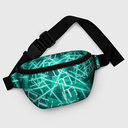 Поясная сумка Неоновые лучи и неоновые надписи - Светло-зелёный, цвет: 3D-принт — фото 2