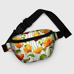 Поясная сумка Волнообразный узор из цветков мака Лето, цвет: 3D-принт — фото 2