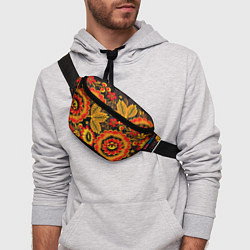 Поясная сумка Хохломская Роспись Цветы На Тёмном Фоне, цвет: 3D-принт — фото 2