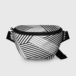 Поясная сумка Полосатый узор в черно-белых цветах
