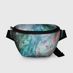 Поясная сумка Абстрактные краски на холсте - Голубой, цвет: 3D-принт