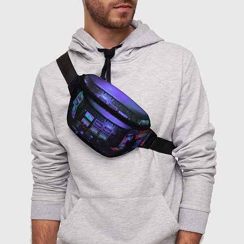 Поясная сумка Неоновые игровые автоматы - Фиолетoвый / 3D-принт – фото 3