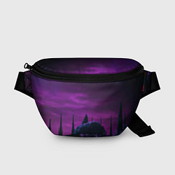 Поясная сумка Ночное сияние в тёмном лесу - Фиолетовый, цвет: 3D-принт