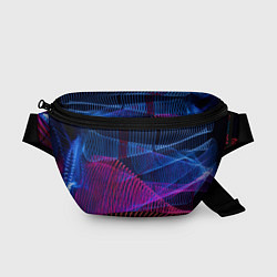 Поясная сумка Неоновые электронные волнообразные линии, цвет: 3D-принт