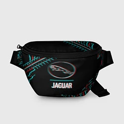 Поясная сумка Значок Jaguar в стиле glitch на темном фоне, цвет: 3D-принт