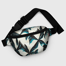 Поясная сумка Листья тропические тёмно-синие, цвет: 3D-принт — фото 2