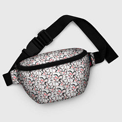 Поясная сумка Бело-розовые цветы с черной обводкой, цвет: 3D-принт — фото 2