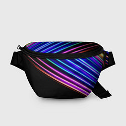 Поясная сумка Неоновые полосы на черном, цвет: 3D-принт