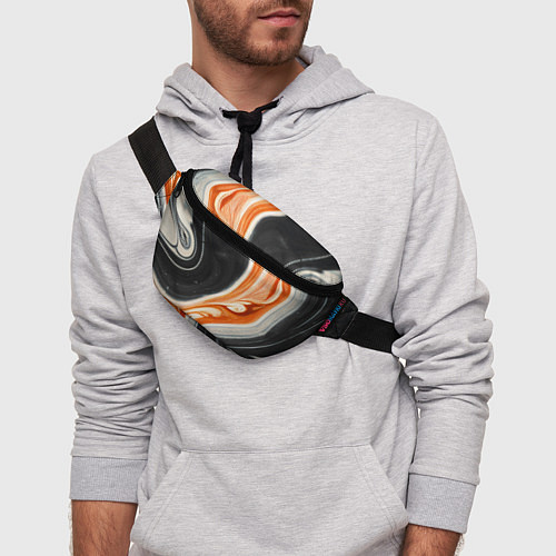 Поясная сумка Оранжевые разводы краски / 3D-принт – фото 3