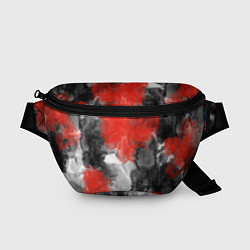 Поясная сумка Черно-красная абстрактная текстура акварели, цвет: 3D-принт